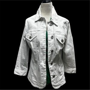 CLEO White Stretchy 3/4 Sleeve Denim Jacket S